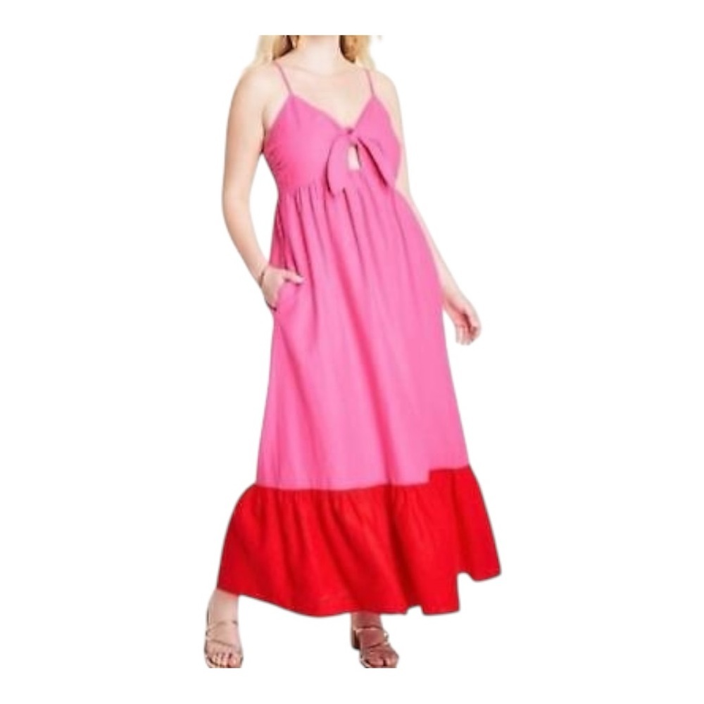 Tabitha Brown Pink Sleeveless Spaghetti Strap Maxi Sundress